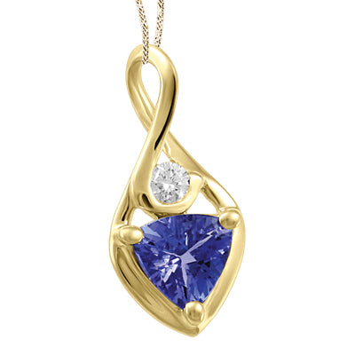 (0.030cttw) 10K Yellow Gold Tanzanite and Diamond Pendant