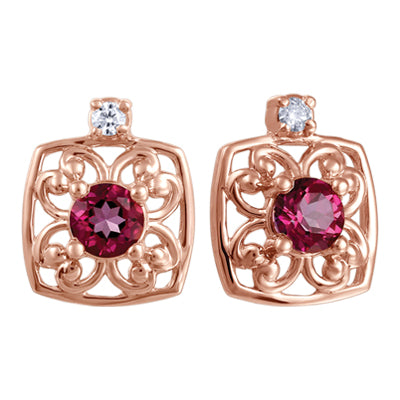 (0.05cttw)10k Rosegold PinkTopaz Earrings with Canadian Diamond