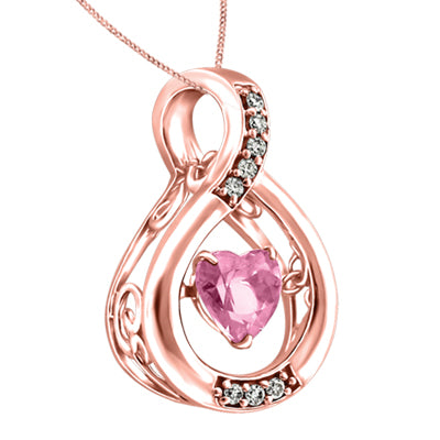 (0.035cttw)10K Rosegold Diamond Necklace with Dancing Stone