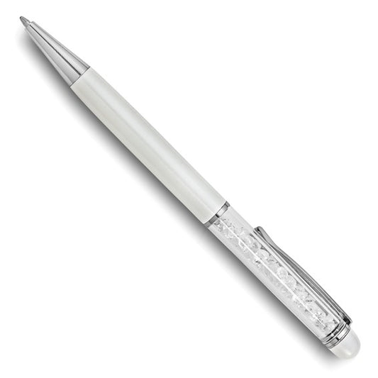 White, Floating Swarovski Crystal Ball-Point Pen