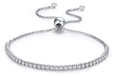 Sterling Silver Adjustable Lariat Bracelet with CZ
