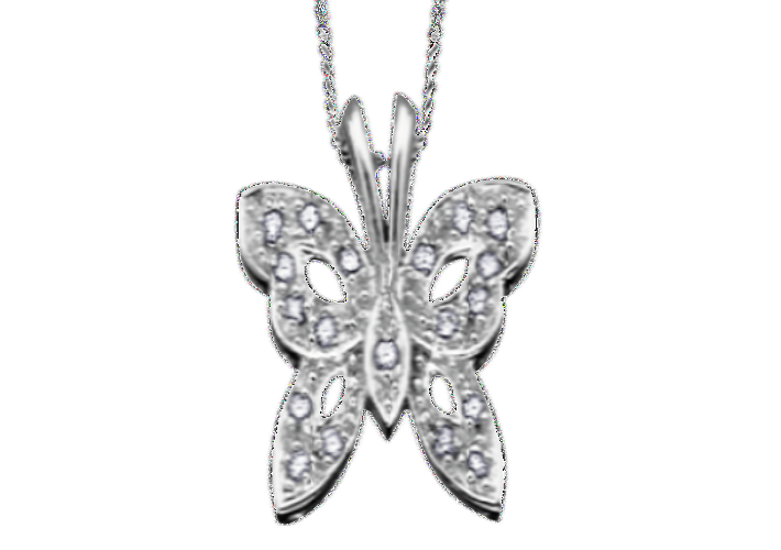 (0.10ct) 10K Whitegold Butterfly Pendant