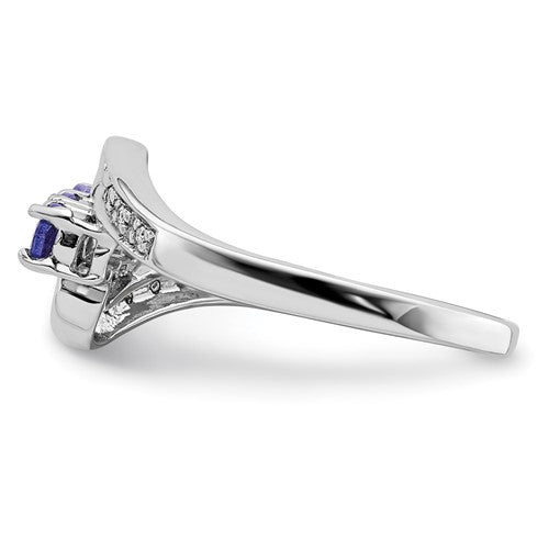 Sterling Silver Tanzanite and Diamond Ring