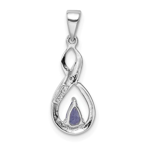 Sterling Silver Tanzanite and Diamond Infinity Necklace