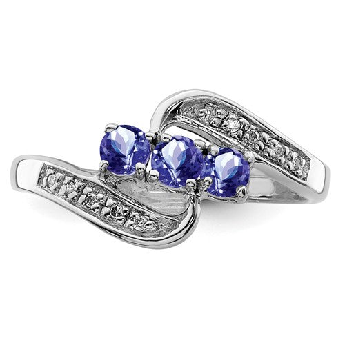 Sterling Silver Tanzanite and Diamond Ring