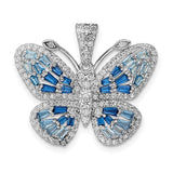 Sterling Silver Blue and White Cz Butterfly Pendant