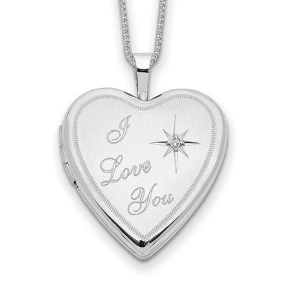 Sterling Silver I Love You Diamond Locket