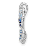 Sterling Silver Blue and White Cz Butterfly Pendant