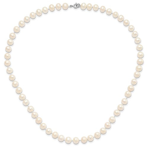 Sterling Silver 7-8mm White Pearl Necklace Set