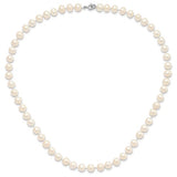 Sterling Silver 7-8mm White Pearl Necklace Set