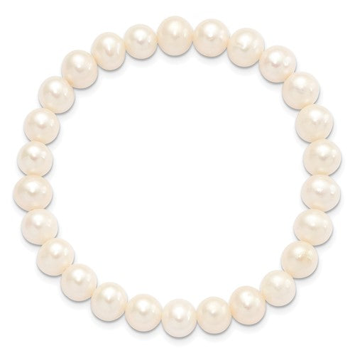 Sterling Silver 7-8mm White Pearl Necklace Set