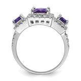 Sterling Silver Past Present Future Purple Ring