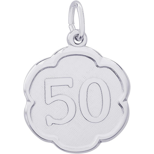 Rembrandt Charms Number Fifty Scalloped Disc Charm