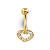 White Gold Heart Belly Button Ring with Cubic Zirconia