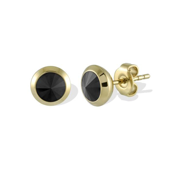 Gold and Black Swarovski Payramid Studs