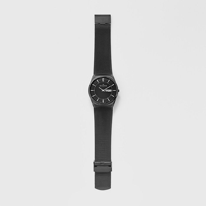 Skagen Melbye Titanium and Black Steel-Mesh Watch | skw6006