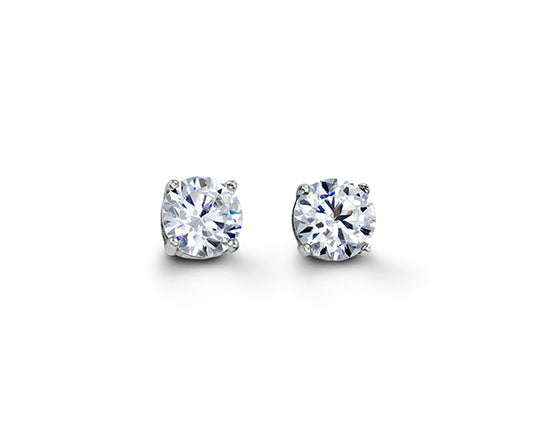(6mm)Sterling Silver Round Cz Studs