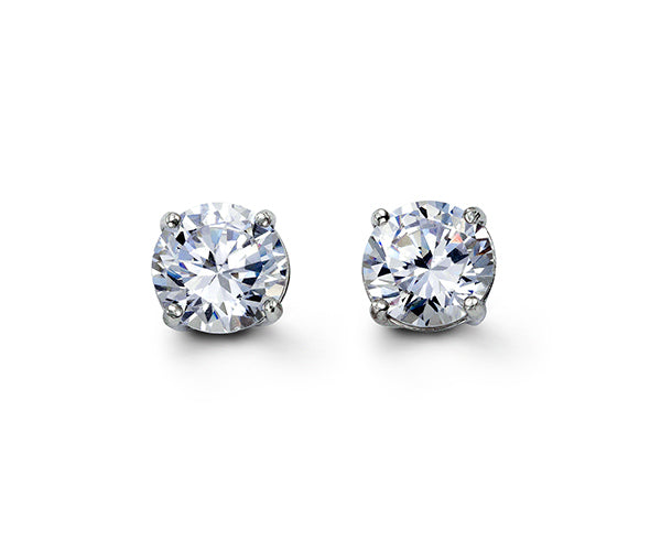 (8mm)Sterling Silver Round Cz Studs