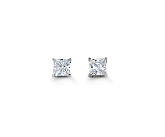 (4mm)Sterling Silver Cz Square Studs