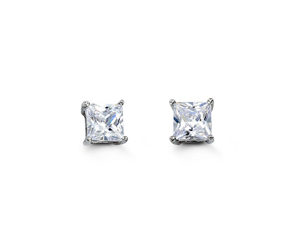 (5mm)Sterling Silver Cz Square Studs