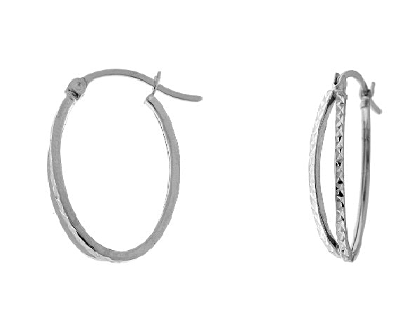 10K Whitegold Diamond Cut Hoops