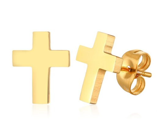 Gold Ip Cross Studs