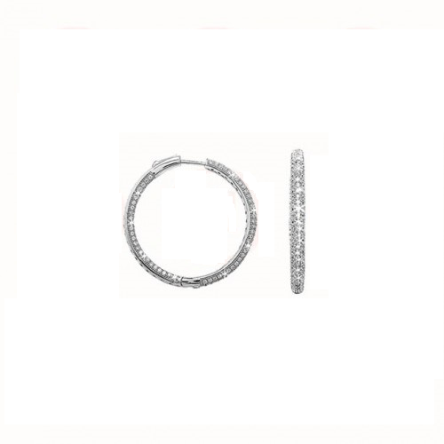 Silver Hoops with Cubic Zirconia