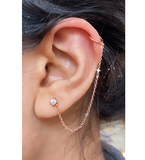 Sterling Silver Ear Cuff and CZ Stud Combined Earrings