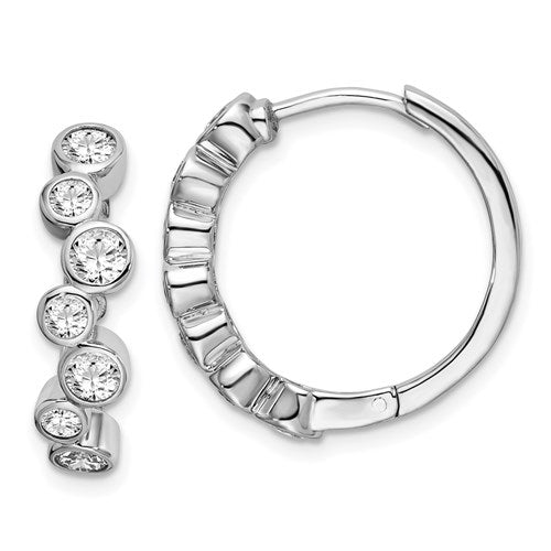 Sterling Silver CZ Bezel Hoop Earrings