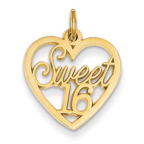 14K Yellow Gold Sweet 16 Charm