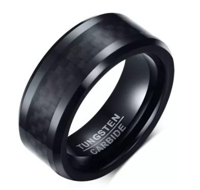 8mm Comfort Fit Carbon Fiber Tungsten Ring