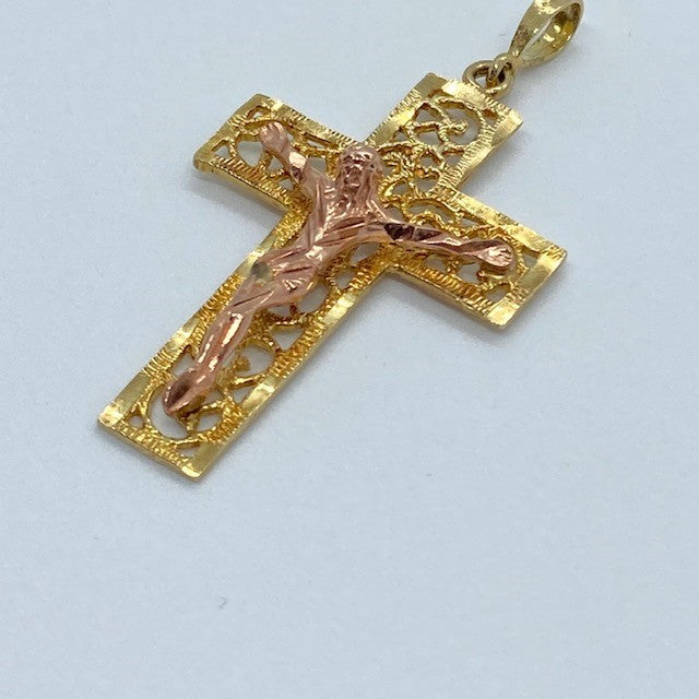 10k Two-Tone Crucifix Cross