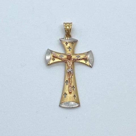 10k Tricolor Crucifix Cross