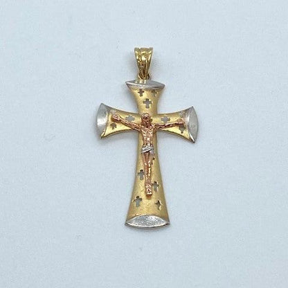 10k Tricolor Crucifix Cross