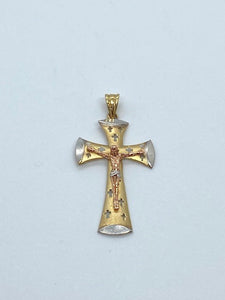 10k Tricolor Crucifix Cross