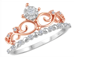 (0.049cttw)10k White Gold and Rose Gold Crown Ring