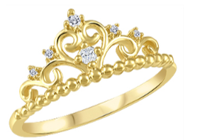 (0.039cttw)10k Yellow Gold Crown Ring