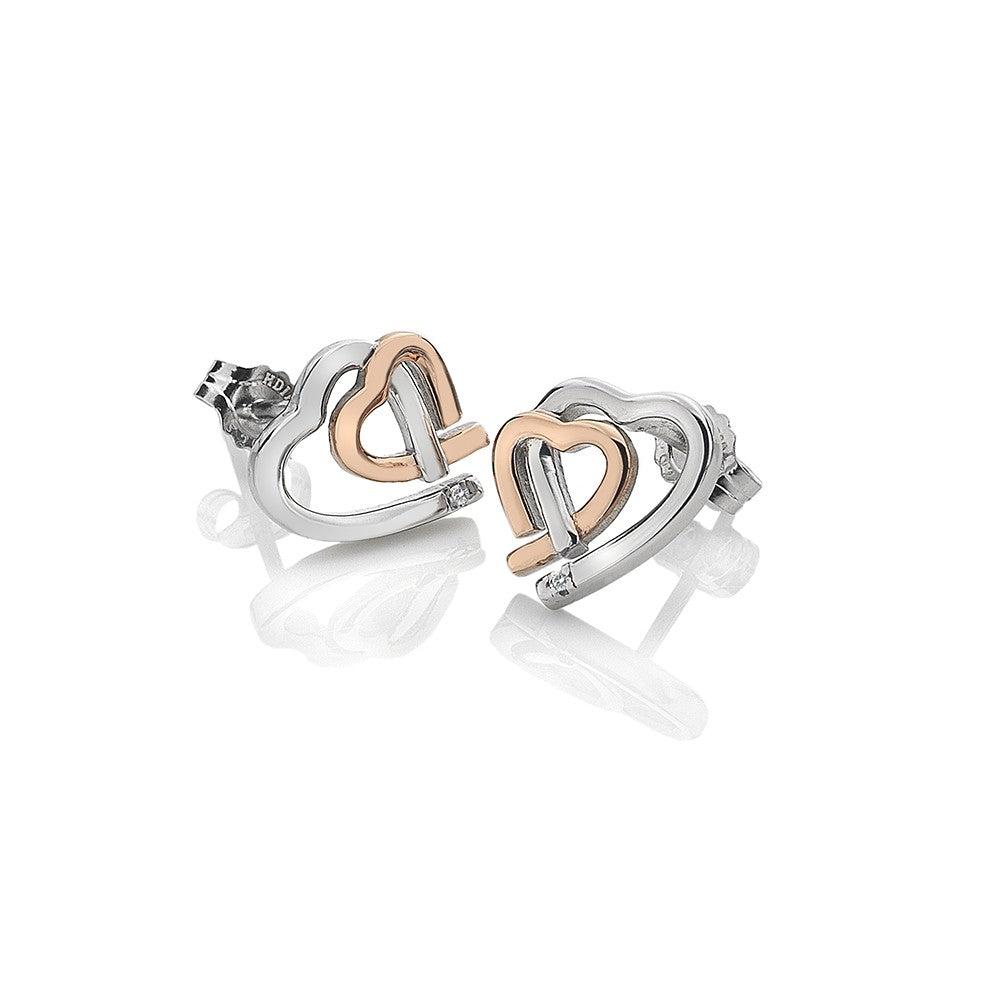 (0.01cttw)Sterling Silver Hearts Earrings