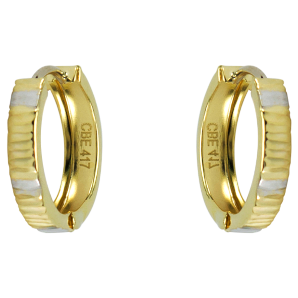 (4mm)White and Yellow Gold Huggies