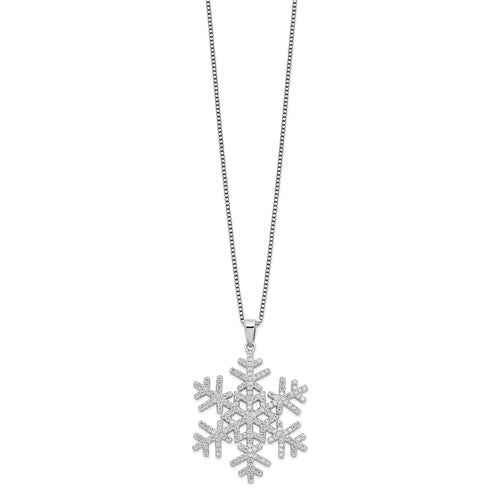 Sterling Silver Micro Pavé Cz Snowflake Necklace