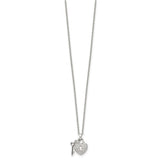 Sterling Silver Rhodium Plated Key and Lock Necklace with Cz