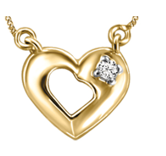 (0.03ct) Yellowgold Heart Necklace with Canadian Diamond