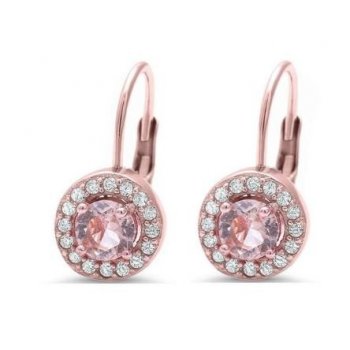 Morganite and Cubic Zirconia Leverback Earrings