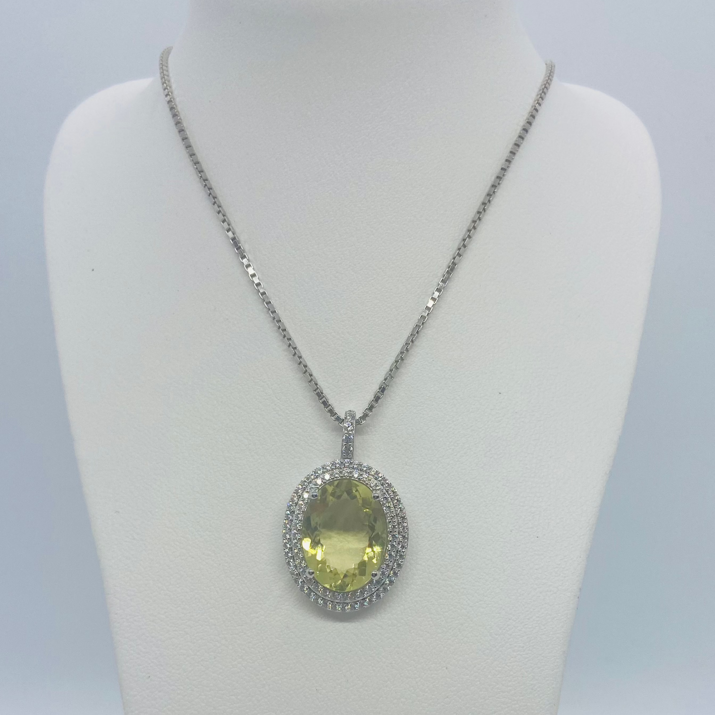 Sterling Silver Synthetic Lemon Quartz Necklace