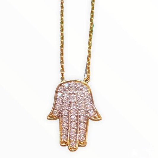 10k Yellow Gold Hamsa Hand Necklace