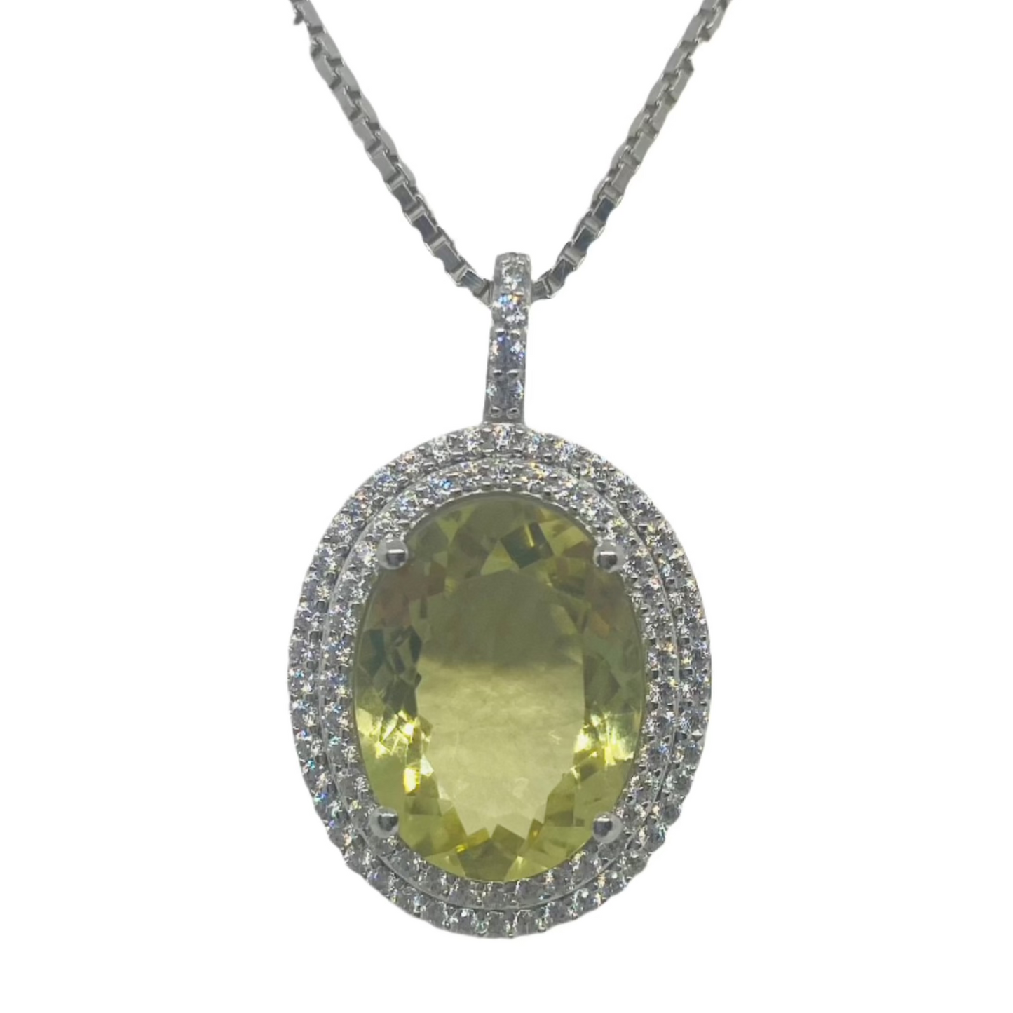 Sterling Silver Synthetic Lemon Quartz Necklace