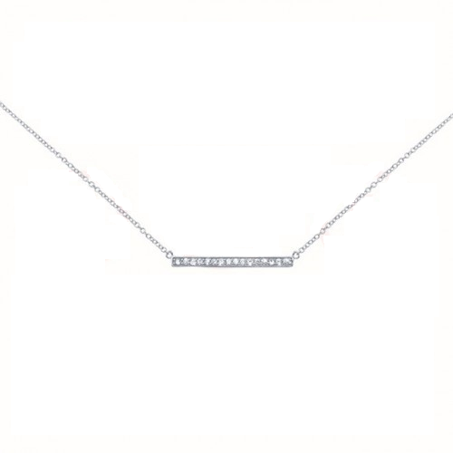 Sterling Silver CZ Bar Necklace