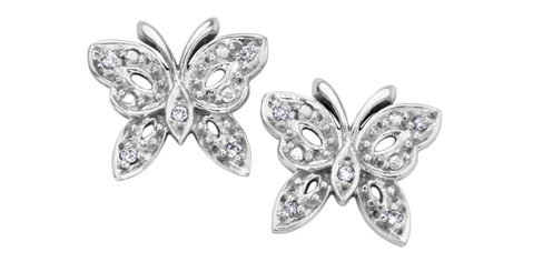 (0.5cttw) 10K Whitegold Butterfly Diamond Studs