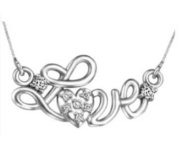 (0.035cttw) Whitegold Love Necklace with Canadian Diamond