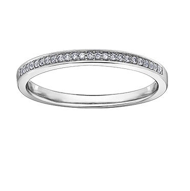 10K white Gold band with cubic zirconia